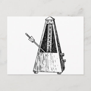 Metronome drawing. Timekeeper Postcard