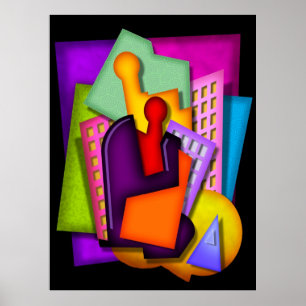 metropolis art deco abstract painting poster
