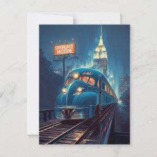 Metropolis Express Art Deco New York Train Postcard