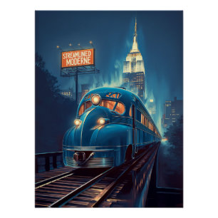 Metropolis Express   Art Deco New York Train Poster