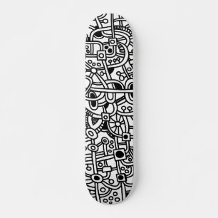 Metropolis I - Black on White Skateboard