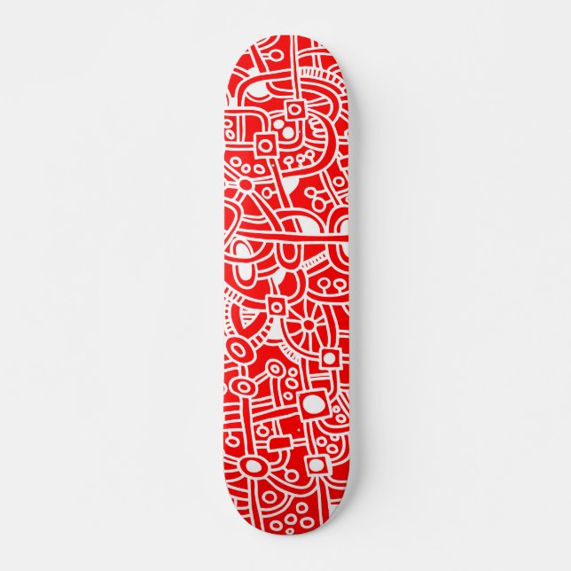 Metropolis I - White on Red Skateboard (Front)