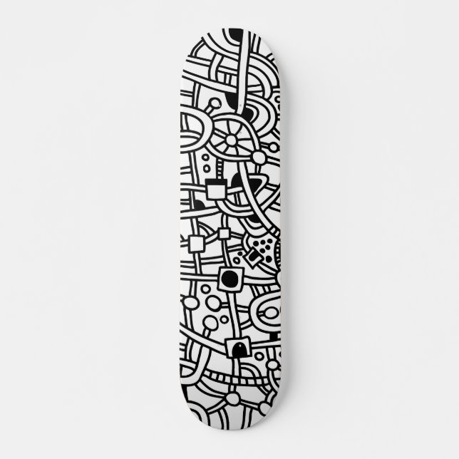 Metropolis II - Black on White Skateboard (Front)