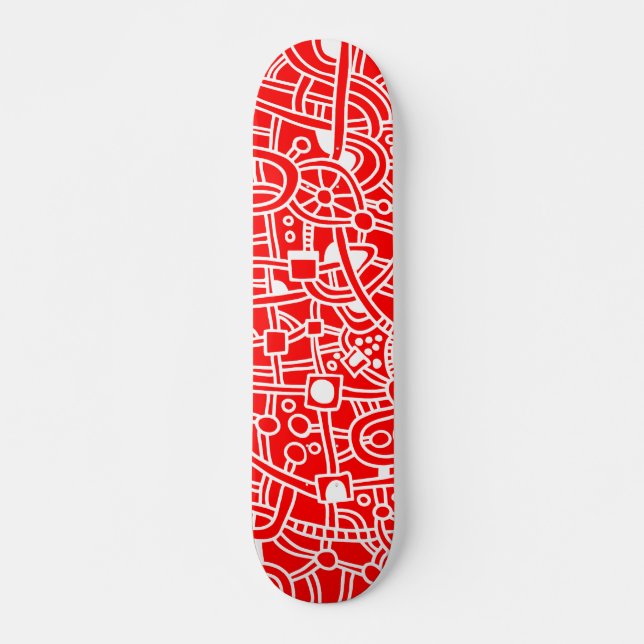 Metropolis II - White on Red Skateboard (Front)
