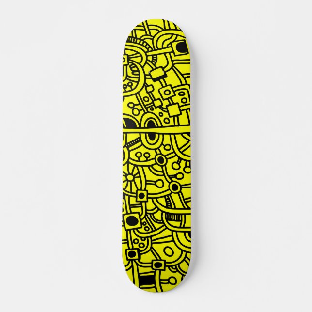 Metropolis III - Black on Yellow Skateboard (Front)
