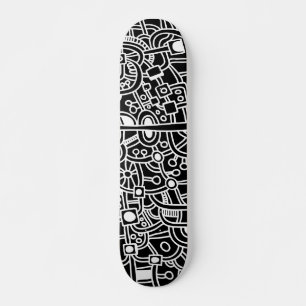 Metropolis III - White on Black Skateboard