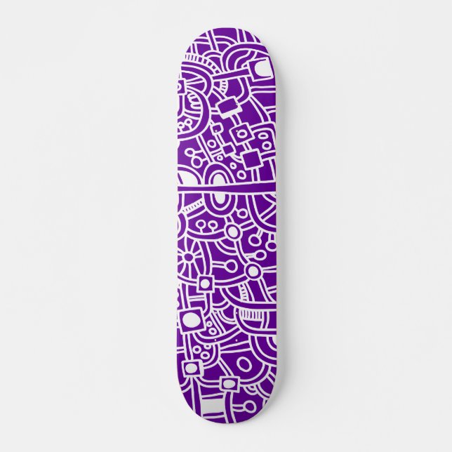 Metropolis III - White on Purple Skateboard (Front)