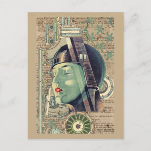 Metropolis Steampunk Woman Postcard