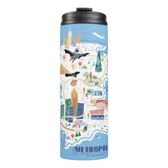 Metropolis Story Book Map Thermal Tumbler (Front)