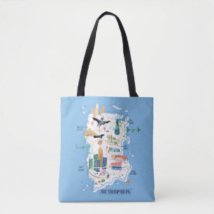Metropolis Story Book Map Tote Bag
