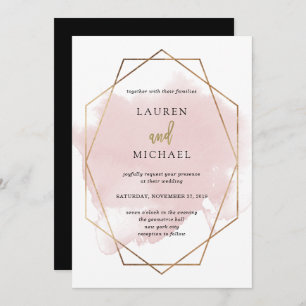 Metropolitan Wedding Faux Gold and Blush Invitation
