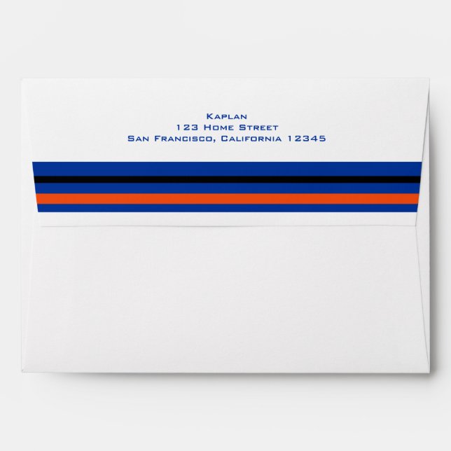 Mets Baseball Bar Mitzvah Envelope Orange Blue (Back (Top Flap))