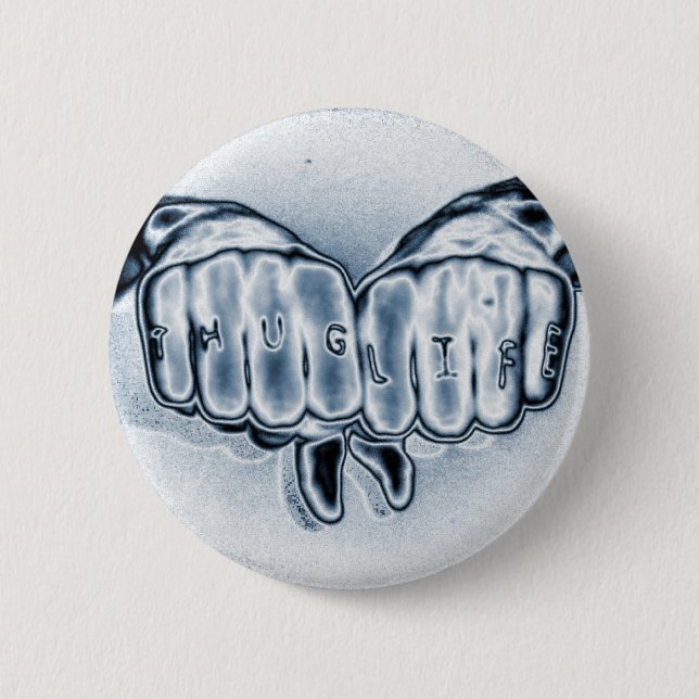 METTALIC THUG LIFE 6 CM ROUND BADGE (Front)