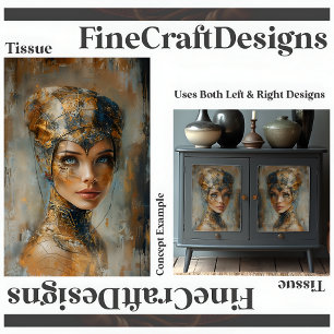 Mettalic Woman Oil Painting Decoupage Right 161 Tissue Paper