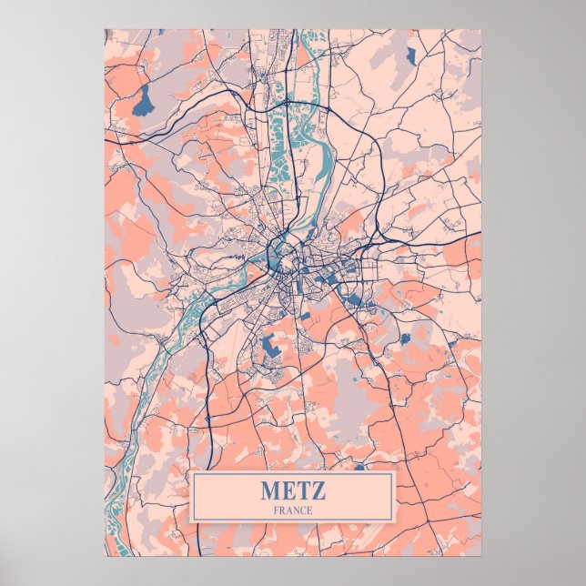 Metz - France Breezy City Map  Poster (Front)
