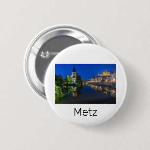 Metz Temple Neuf France Night Moselle Souvenir 6 Cm Round Badge