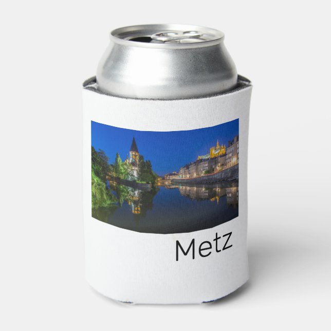 Metz Temple Neuf France Night Moselle Souvenir Can Cooler (Can Front)