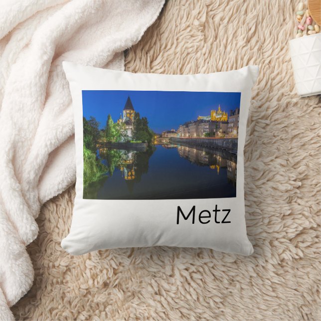 Metz Temple Neuf France Night Moselle Souvenir Cushion (Blanket)
