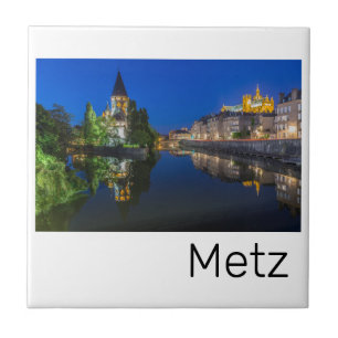 Metz Temple Neuf France Night Moselle Souvenir Tile
