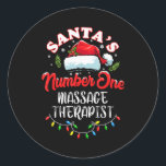 Meuse Christmas Gift Santas Number One Mage Theras Classic Round Sticker<br><div class="desc">Meuse Christmas Gift Santas Number One Mage Therast</div>