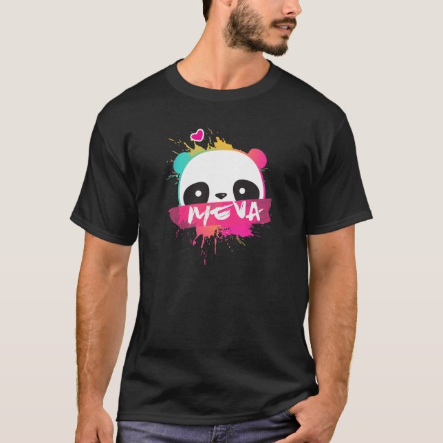 MEVA - Beautiful Girl Name With Adorable Panda T-Shirt (Front)
