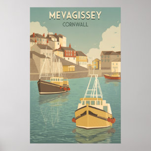 Mevagissey Cornwall Travel Poster