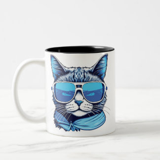 mew winter vibes cat cats mew vibes winter christm Two-Tone coffee mug