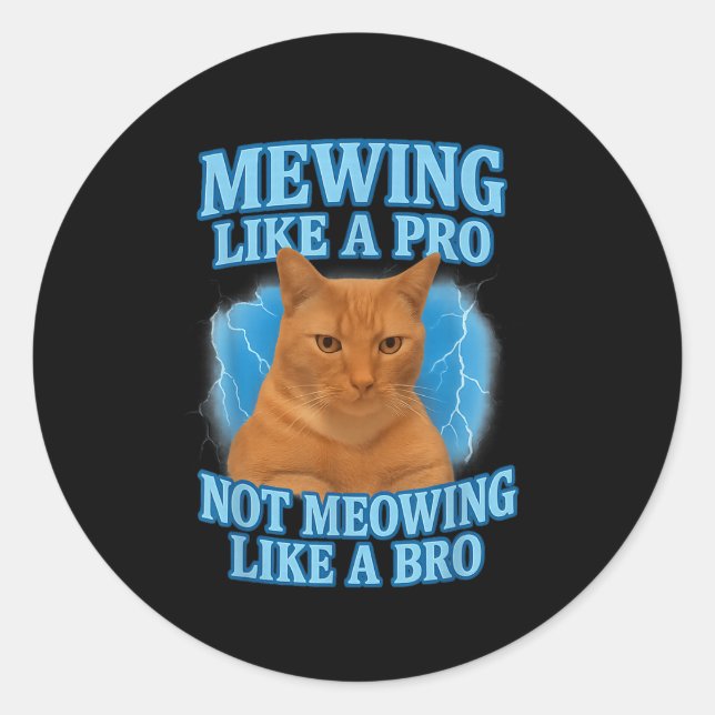 Mewing Not Meowing Funny Cat Meme  Classic Round Sticker (Front)