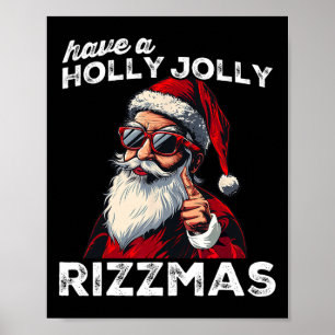 Mewing Santa Mew Funny Santa Meme Rizz Rizzmas Chr Poster