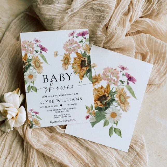 Mews Sunflower Fall Autumn Baby Shower Invitation (Creator Uploaded)