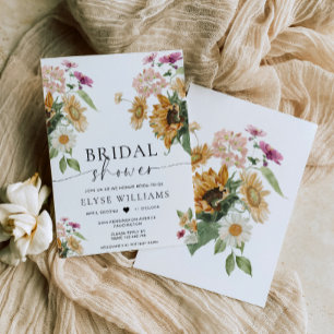 Mews Sunflower Fall Autumn Bridal Shower Invitation