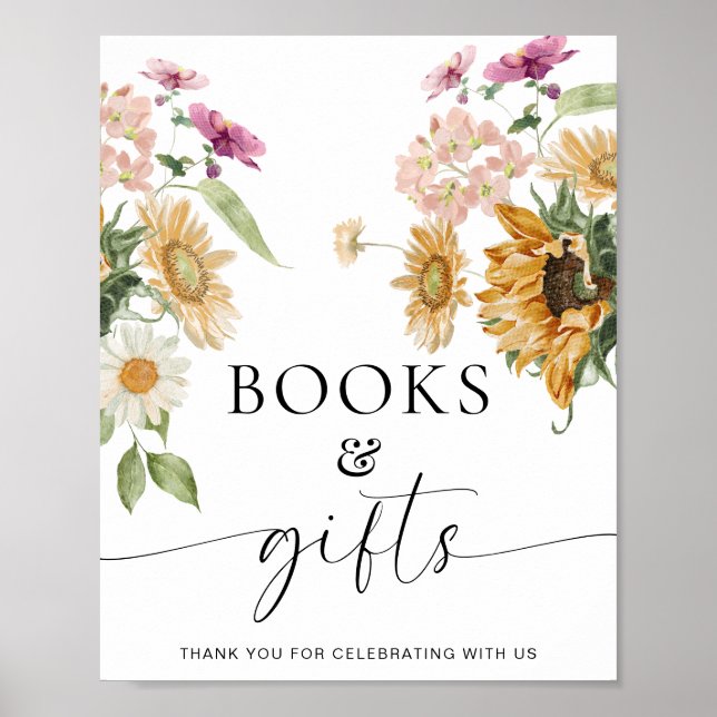 Mews Sunflower Fall Floral Books and Gifts Sign (Front)