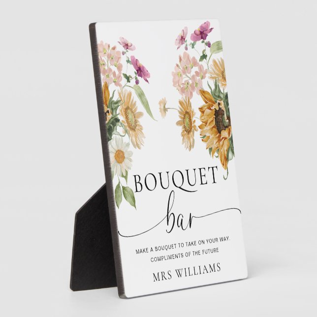 Mews Sunflower Fall Floral Bouquet Flower Bar Sign Plaque (Side)