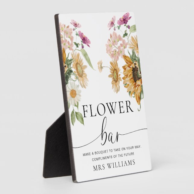 Mews Sunflower Fall Floral Flower Bar Sign Plaque (Side)