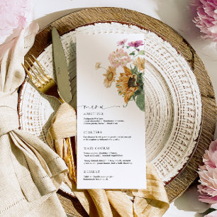 Mews Sunflower Fall Floral Long Menu & Thank You