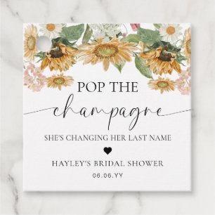 Mews Sunflower Pop the Champagne Bridal Shower Favour Tags