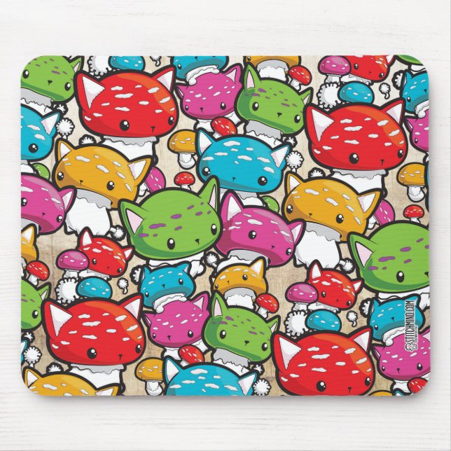 Mewshroom Kitty Cat Mushroom pattern mouse pad (Front)