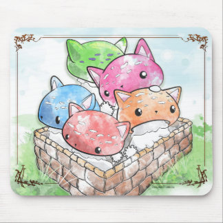 Mewshroom Mousepad Cute Cat Mushrooms in a Basket