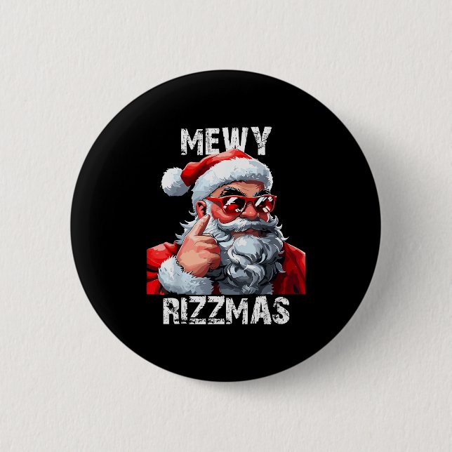 Mewy Rizzmas Christmas Pajamas Santa Claus Funny M 6 Cm Round Badge (Front)