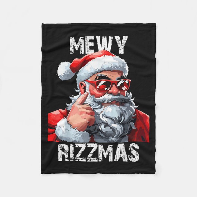 Mewy Rizzmas Christmas Pajamas Santa Claus Funny M Fleece Blanket (Front)