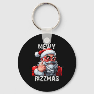 Mewy Rizzmas Christmas Pajamas Santa Claus Funny M Key Ring