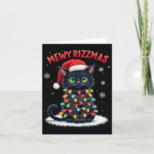 Mewy Rizzmas Funny Santa Cat Mewing Joke Rizz Xmas Card