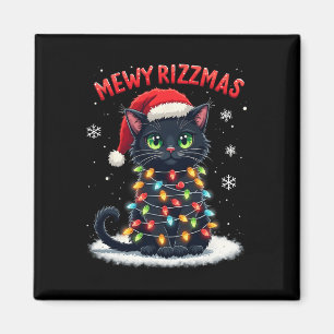 Mewy Rizzmas Funny Santa Cat Mewing Joke Rizz Xmas Magnet