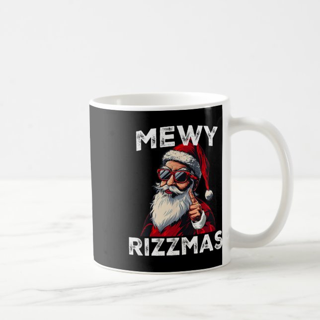 Mewy Rizzmas Funny Santa Mewing Joke Rizz Mens Chr Coffee Mug (Right)