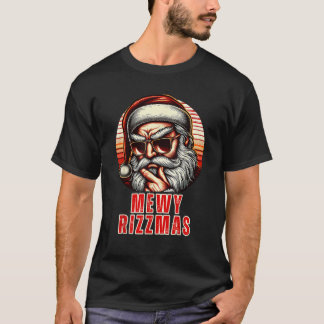 Mewy Rizzmas Funny Santa Mewing Joke Rizz Mens Chr T-Shirt