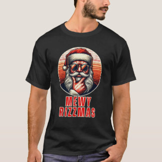Mewy Rizzmas Funny Santa Mewing Joke Rizz Mens Chr T-Shirt