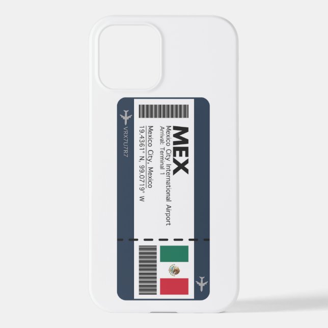 MEX Mexico City Boarding Pass - Airport Ticket iPhone Case (Back)