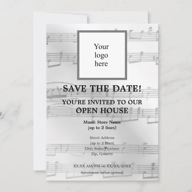 Mex. Silver Local Music Store I Logo Open House Save The Date (Front)