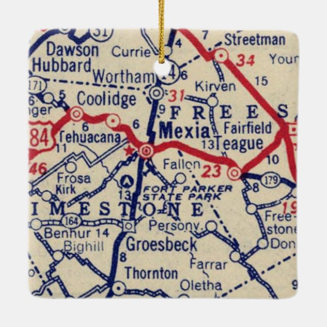 Mexia TX 1941 Map Ceramic Ornament (Back)