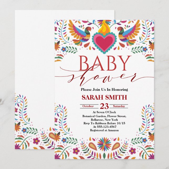 Mexica Fiesta Baby Shower Invitation (Front/Back)